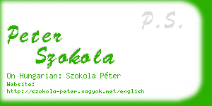 peter szokola business card
